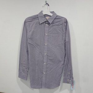 NWT Boys' Checked Long Sleeve Button-Down Shirt - Cat & Jack Navy Red
